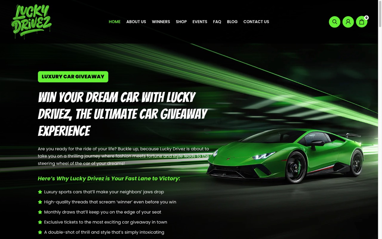 Lucky Drivez website built by Spectral Vision