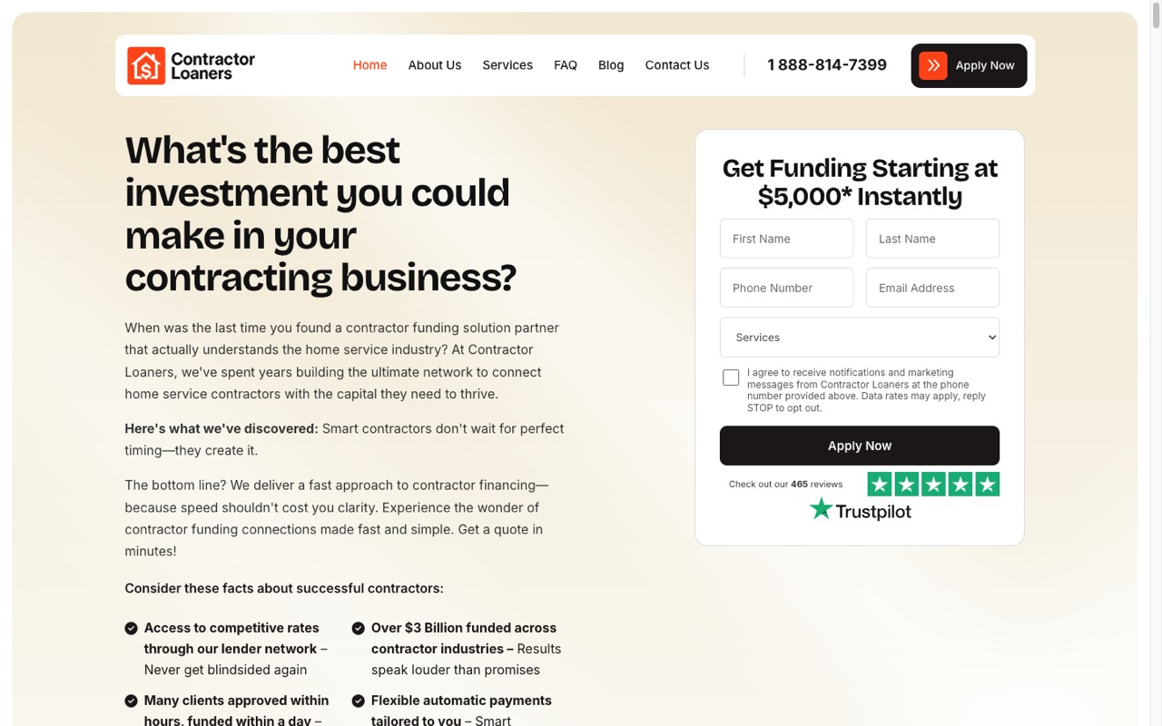 Contractor Loaners website built by Spectral Vision