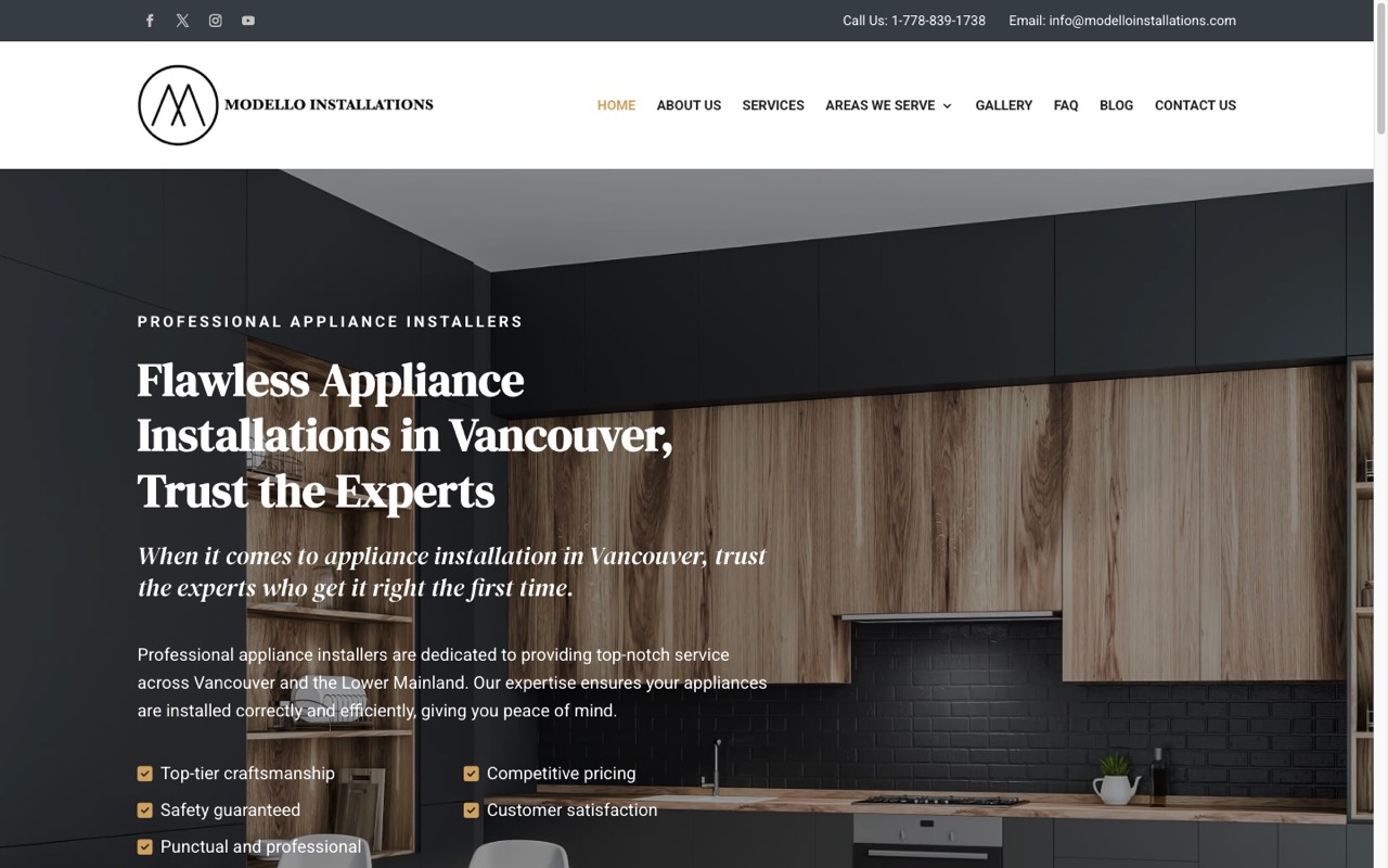 Modello Installations website built by Spectral Vision