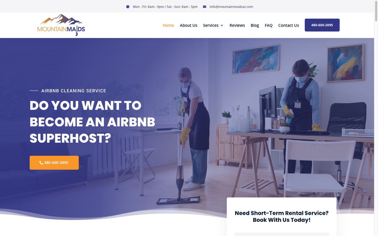 Mountain Maids Arizona website built by Spectral Vision