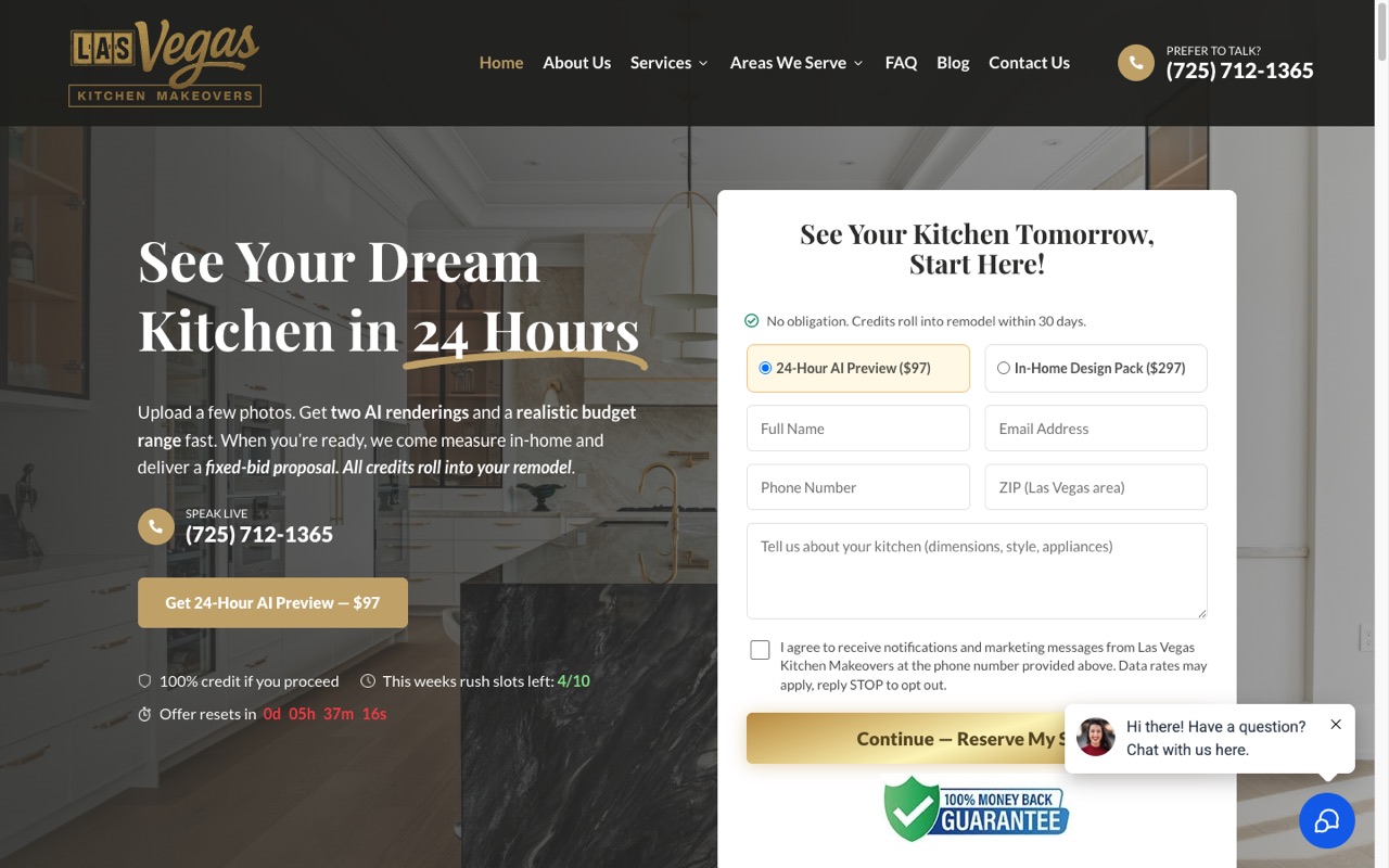 Vegas Kitchen Makeovers website built by Spectral Vision