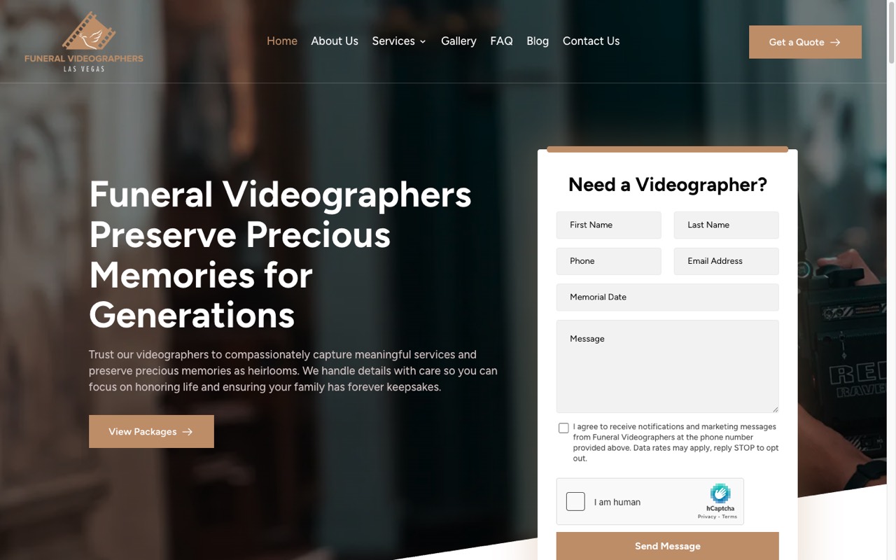Funeral Videographers website built by Spectral Vision