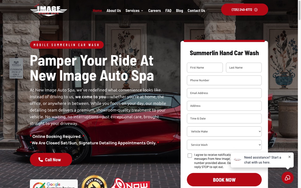 New Image Auto Spa website built by Spectral Vision