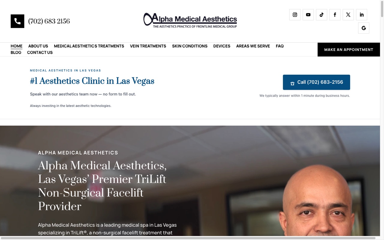 Alpha Medical Aesthetics website built by Spectral Vision