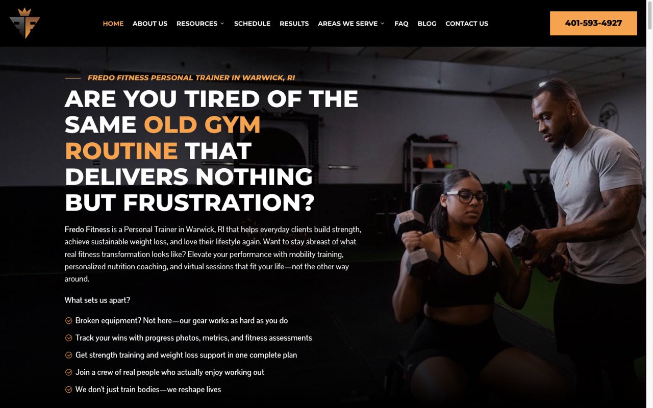 Fredo Fitness website built by Spectral Vision