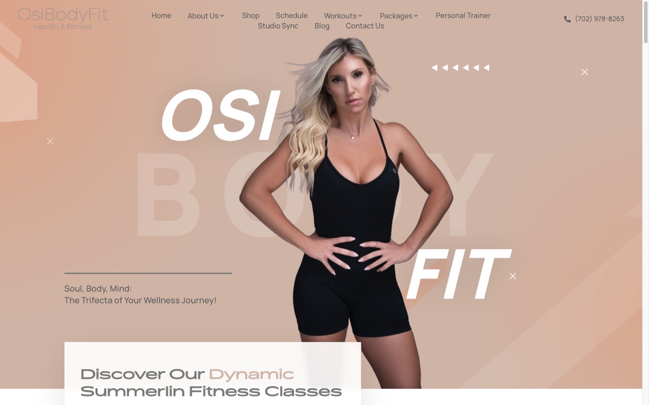 Osi Body Fit website built by Spectral Vision