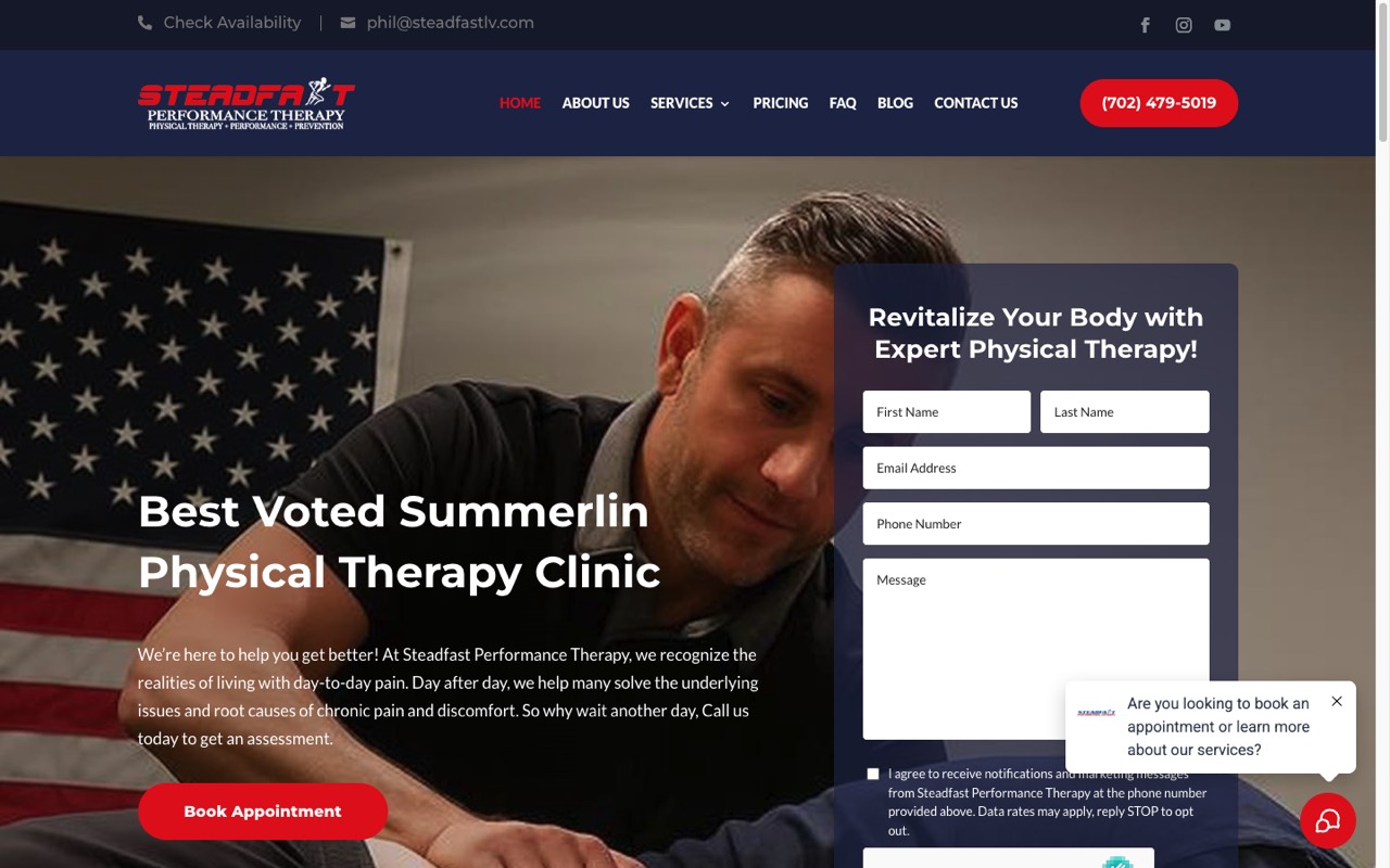 Steadfast Performance Therapy website built by Spectral Vision