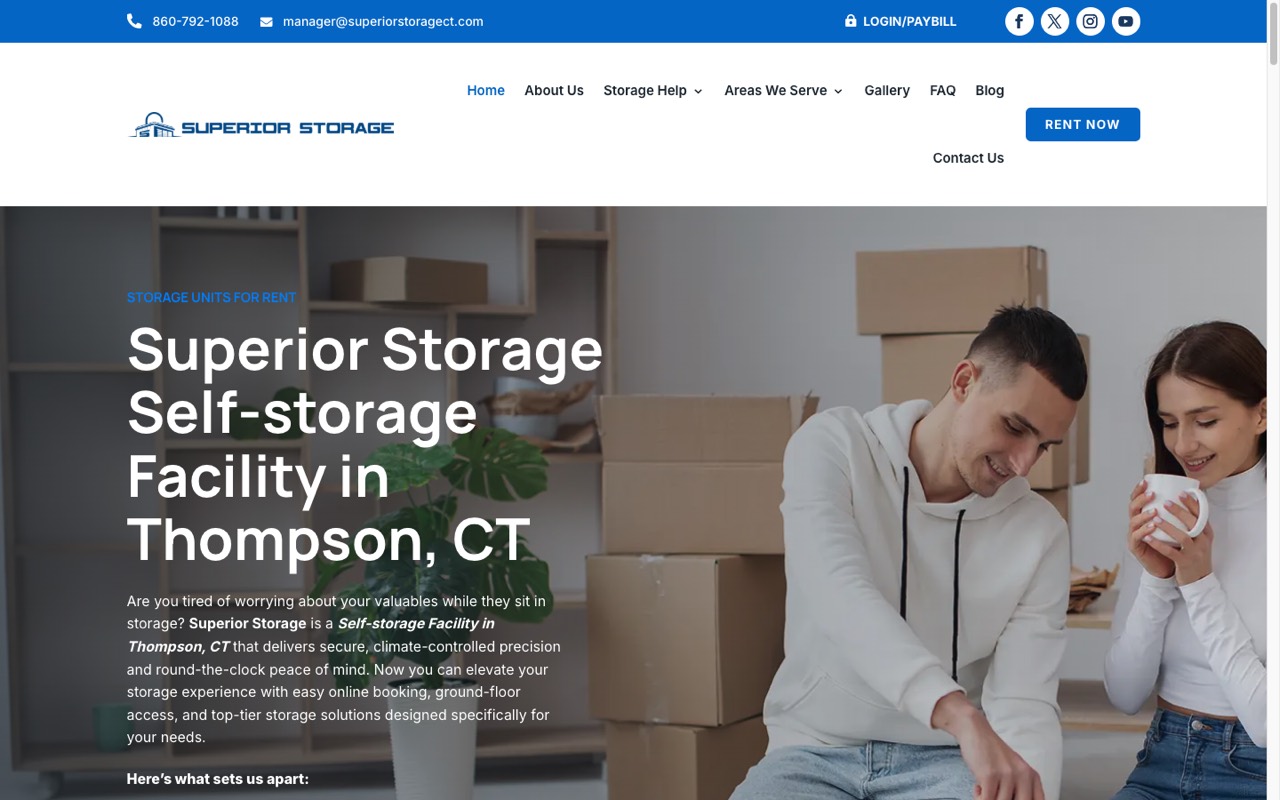 Superior Storage CT website built by Spectral Vision