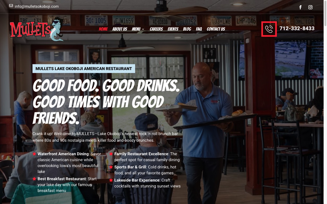 Mullets Lake Okoboji website built by Spectral Vision